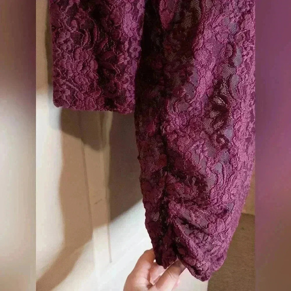 JESSICA SIMPSON fall vamp whimsigoth sheer lace purple maternity Maroon top - Picture 4 of 9